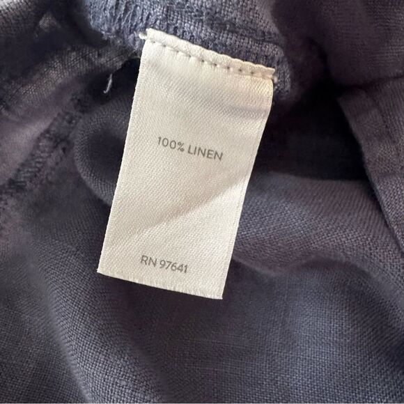 Pure J Jill Linen Cropped Pant Elastic Waist Size XL Petite Pockets Blue Relaxed - Picture 6 of 8